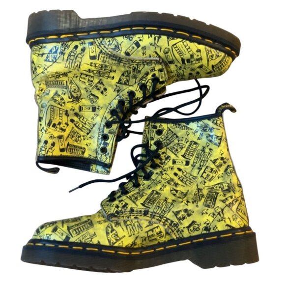 Dr. Martens Vintage Yellow London Scenes Icon Boots Size‎ 5UK RARE - Picture 1 of 9